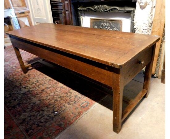 tav123 rustic table with chest of drawers, mis. cm 225 x 80 xh 82     