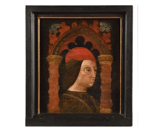 Bonifacio Bembo (bottega o seguace di) Ritratto maschile dentro cornice tardogotica 1470-80