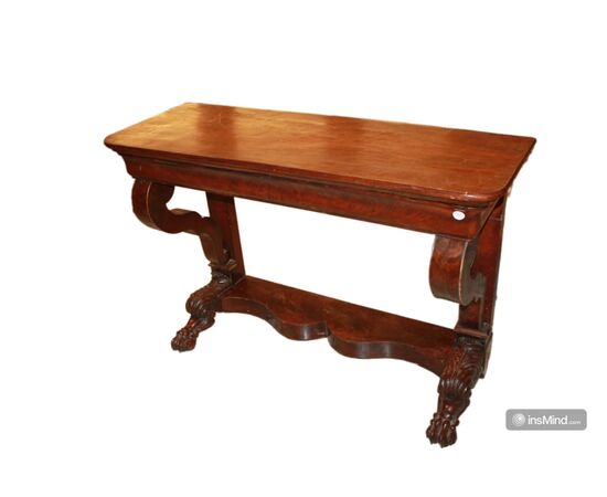 Grande Consolle Francese del 1800 Stile Impero in Legno di Mogano