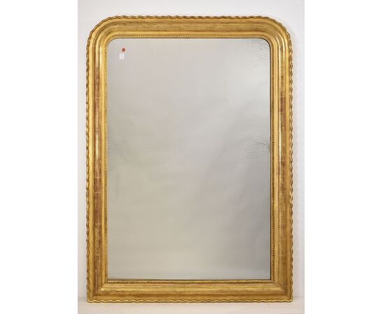 SPECCHIERA  ANTICA DORATA, DORATURA IN FOGLIA  ORO ZECCHINO, SPECCHIO ANTICO LUIGI FILIPPO, XIX SECOLO. (SP189)