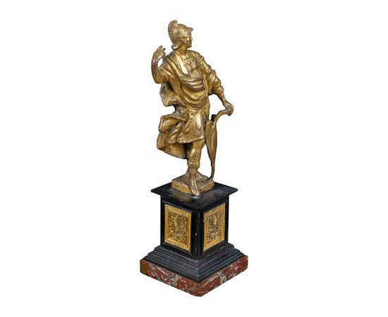 Scultura in bronzo dorato - Marte, dio della Guerra. Roma, XVII secolo.