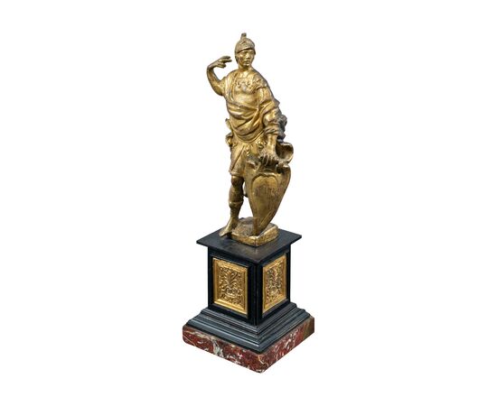 Scultura in bronzo dorato - Marte, dio della Guerra. Roma, XVII secolo.