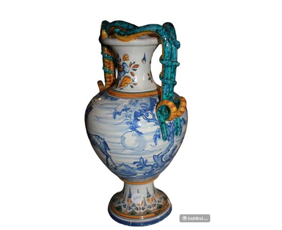 Vaso in Ceramica Stile Liberty di fine 1800 con Animali