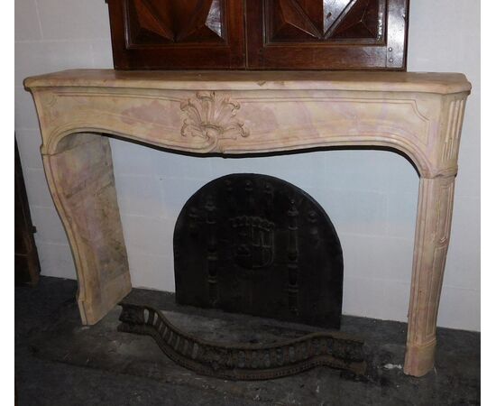 chp271 burgundy stone fireplace, 18th century, French;     