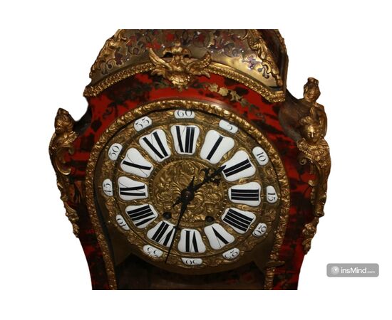 Orologio Francese Stile Luigi XV Boulle in Tartaruga e Bronzo