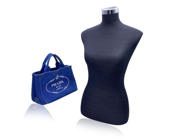 PRADA Borsa Shopper in Tela Col. Blu Canapa S