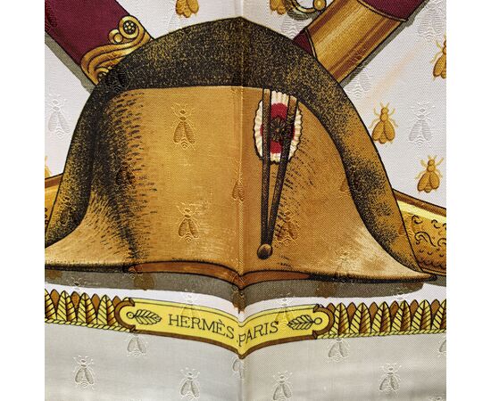 HERMES Foulard Vintage in Seta Col. Beige Napoleon