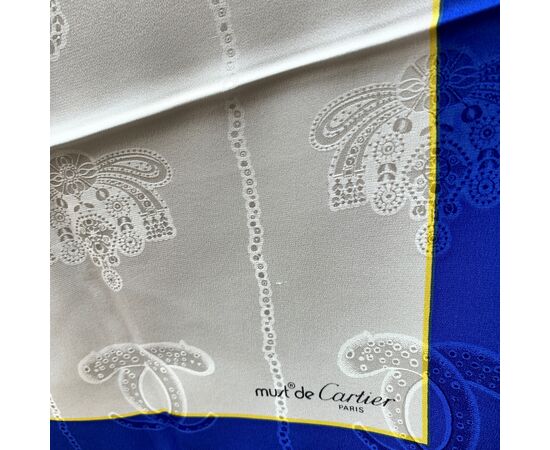 CARTIER Foulard Vintage in Seta Col. Blu