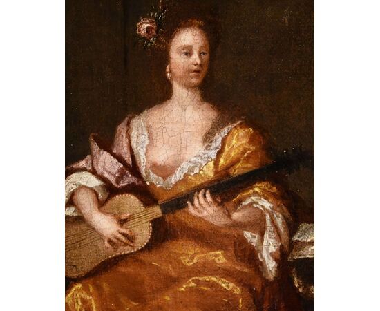 Suonatrice di chitarra, Gaspard Netscher (Heidelberg, 1639 – L'Aia, 1684)