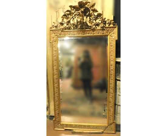 specc200 mirror with cymatium with angels, ep. &#39;800, h cm190 x 99     