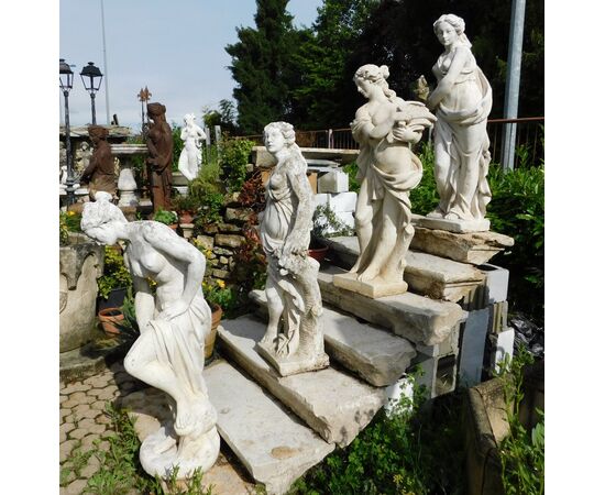 dars345 - n. 4 statue in pietra artificiale, mis. tot.cm 42 x cm 160 h