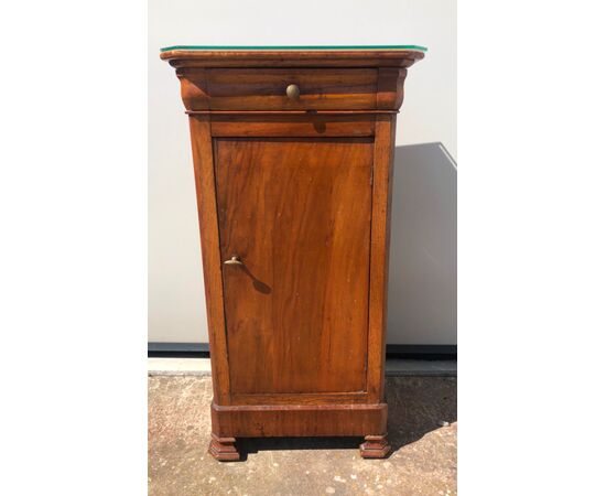 Walnut bedside table with drawer and shelf Italia.     