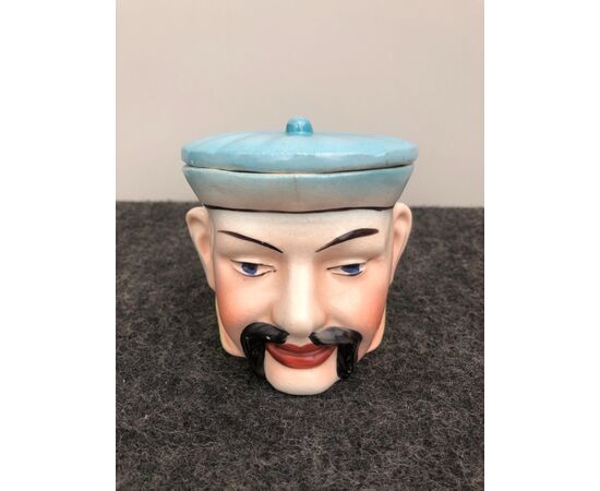 Earthenware snuffbox depicting a Chinese character head..France     