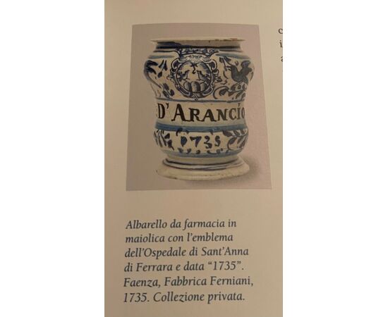 Vaso albarello in maiolica con decoro a motivi vegetali,uccelli e serpenti.Ferniani,Faenza.