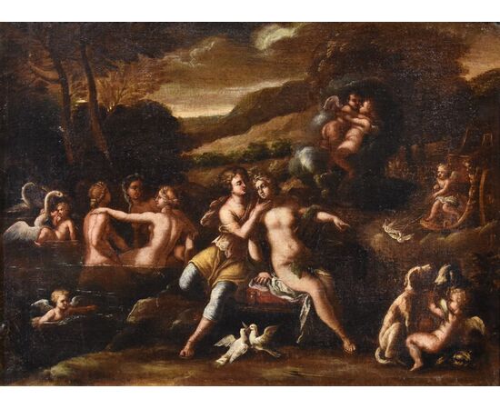 Idillio tra Venere ed Adone, Bottega di Filippo Lauri (Roma,1623 – 1694)