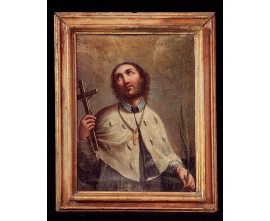 Dipinto ad olio: "Ritratto di San Giovanni Nepomuceno", Toscana, Inizi Sec. XVIII