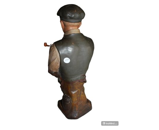 Mezzobusto in Ceramica Raffigurante uomo con pipa Joliveaux