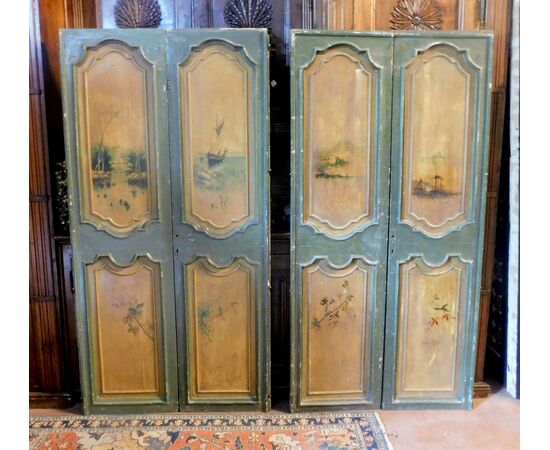 pts681 - pair of lacquered doors, cm l 102 xh 208     