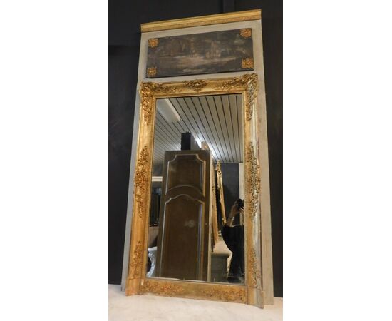 specc224 - lacquered and gilded mirror, mis. cm l 77 xh 158     