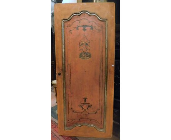 ptl495 - lacquered door, hand painted, l max 92.5 cm xh 214.5     