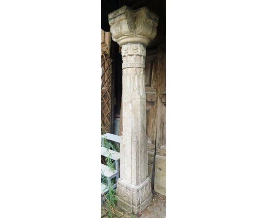 dars014 colonna in pietra, cm 50 x 50 x h 2,30