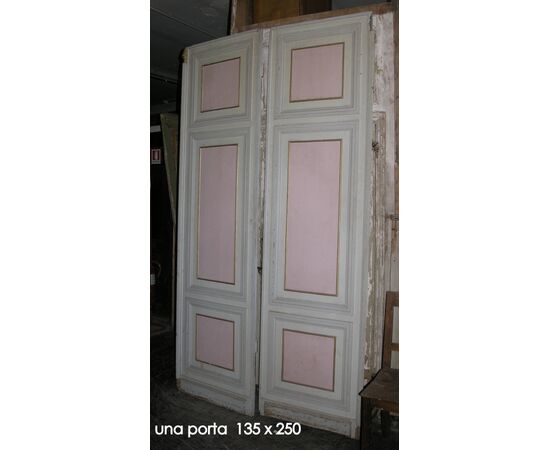 DARB235 - Boiserie impero, con semi-colonne scolpite e porte, epoca inizio '800, metri lineari 13 x H m 3