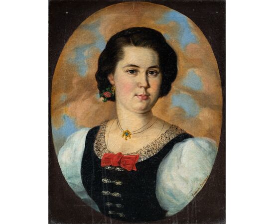 Frederick Dielman (Hannover 1847 – Washington 1935) - Ritratto di donna.