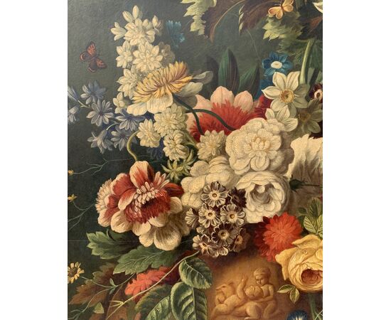Pittore italiano (XIX-XX sec.) - Natura morta con vaso di fiori.