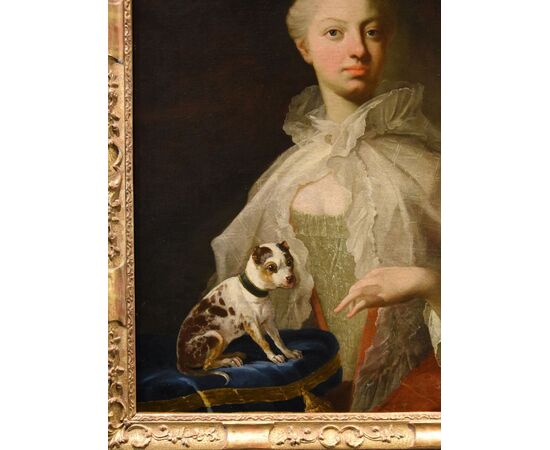 Ritratto di nobildonna con cagnolino, Louis Michel van Loo (Toulon 1707– Parigi 1771)