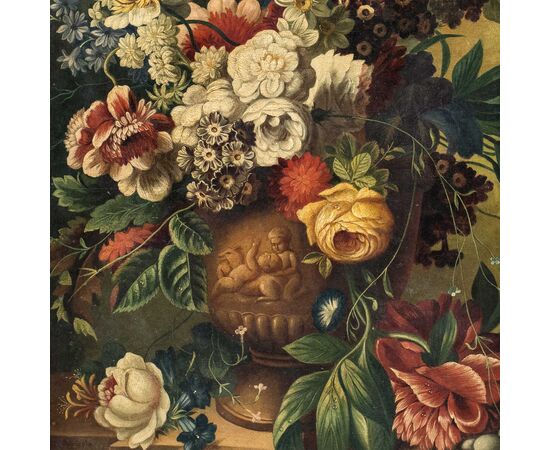 Pittore italiano (XIX-XX sec.) - Natura morta con vaso di fiori.