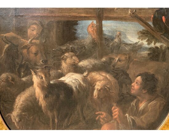 Felice Boselli (Piacenza 1650 - Parma 1732) - Pastore con gregge e selvaggina.