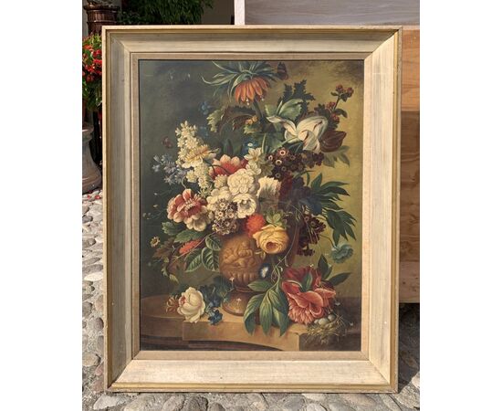 Pittore italiano (XIX-XX sec.) - Natura morta con vaso di fiori.