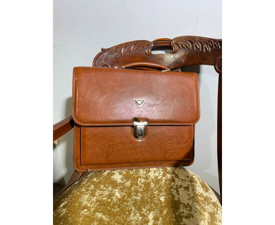 Borsa da lavoro vintage in cuoio PRADA, mis h36 l 40 p12 cm