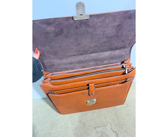 Borsa da lavoro vintage in cuoio PRADA, mis h36 l 40 p12 cm