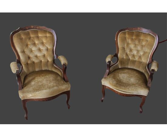 Pair of inlaid rosewood armchairs     
