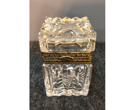 Crystal and brass casket box.France.     