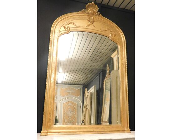 specc83 specchio con cornice dorata mis. h cm 180 x larg. cm 113