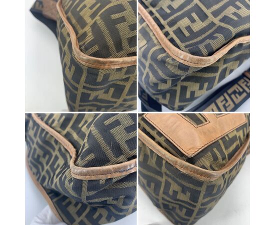 FENDI Borsa a Tracolla in Tela Col. Marrone Double F L