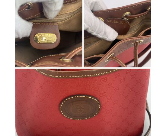 GUCCI Borsa a Tracolla Vintage in Tela Col. Rosso Interlocking M