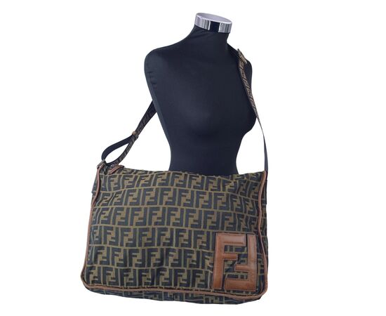 FENDI Borsa a Tracolla in Tela Col. Marrone Double F L