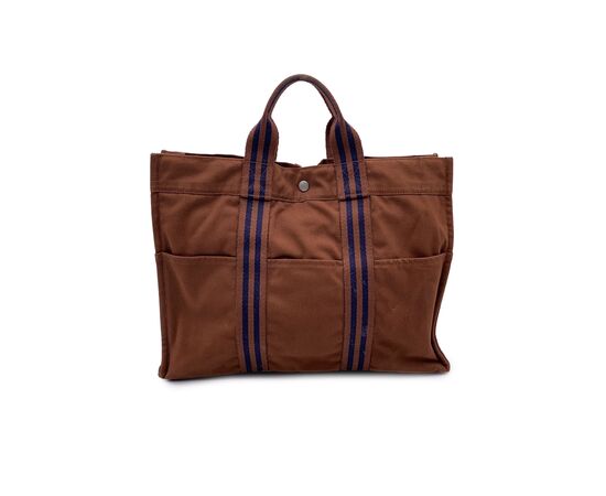 HERMES Borsa Shopper Vintage in Tela Col. Marrone Fourre-Tout M