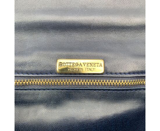 BOTTEGA VENETA Pochette Vintage in Pelle Col. Blu Pouch S