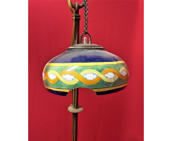 Nine-lamp majolica chandelier