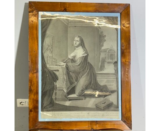 Antico disegno Suor Virginia Centurione del 1801 fondatrice delle Brignoline. Mis 94 x 75 