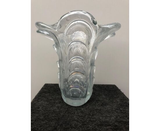 vaso in vetro madreperlaceo con bolle incluse.Manifattura V.A.M.S.A di Barbini,Zecchin,Martinuzzi.Murano.