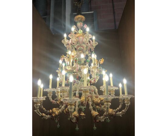 Antique 33-flames Murano glass chandelier     
