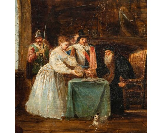 Pittore italiano (datato 1853) - Scena di interno storica.