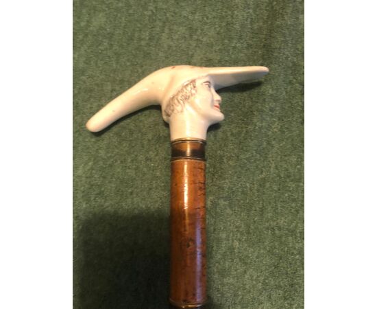 Stick with porcelain handle with male figure with hat Germany.     