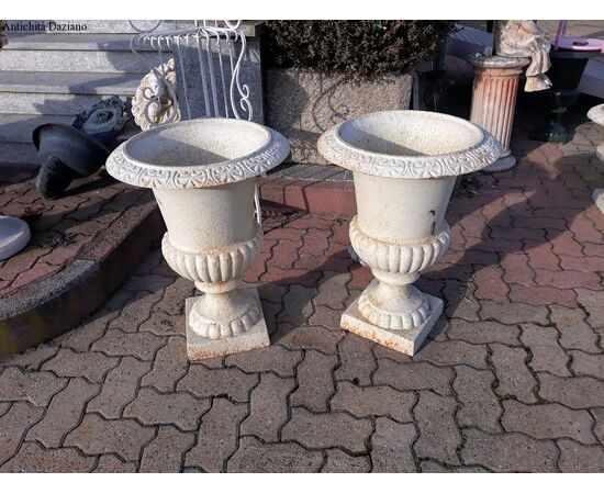 Pair of cast iron vases     