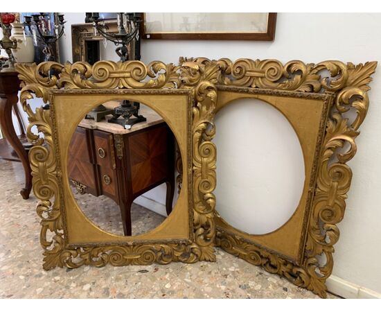 Pair of carved and gilded wooden frames.     